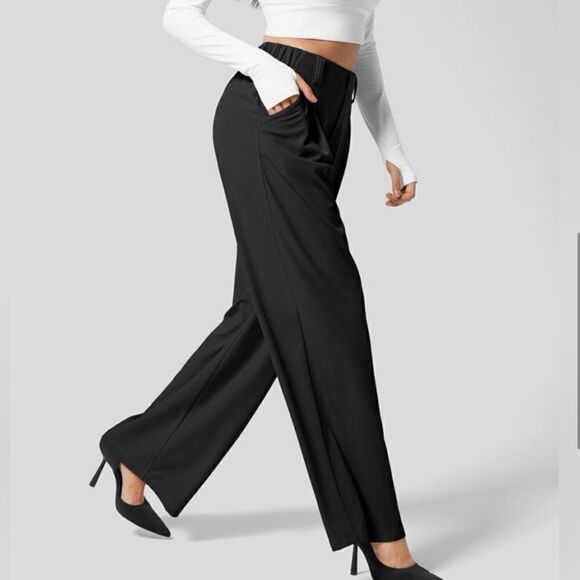 Halara High Waisted Plicated Side Pockets Wide Leg Waffle Pant NEW - Picture 8 of 14